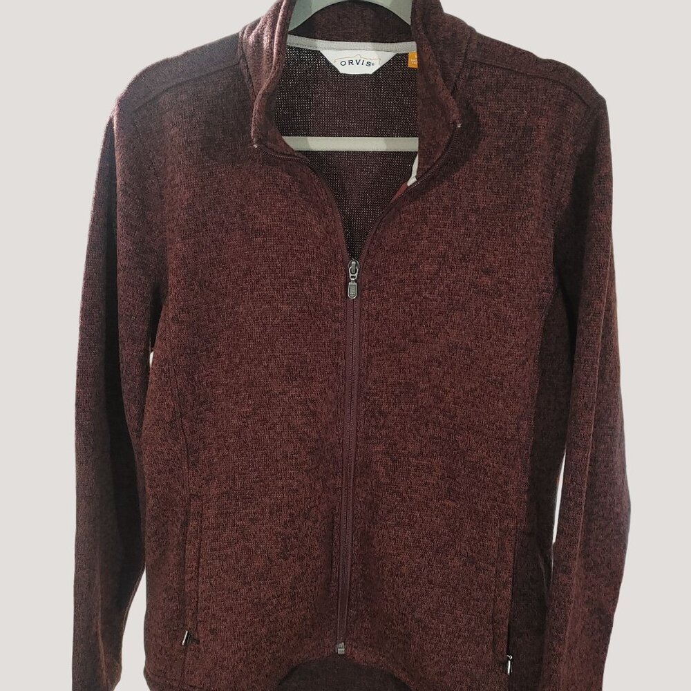 Orvis Womens Size L Full Zip Maroon Jacket  Polyester Casual Wear Long Sleeves